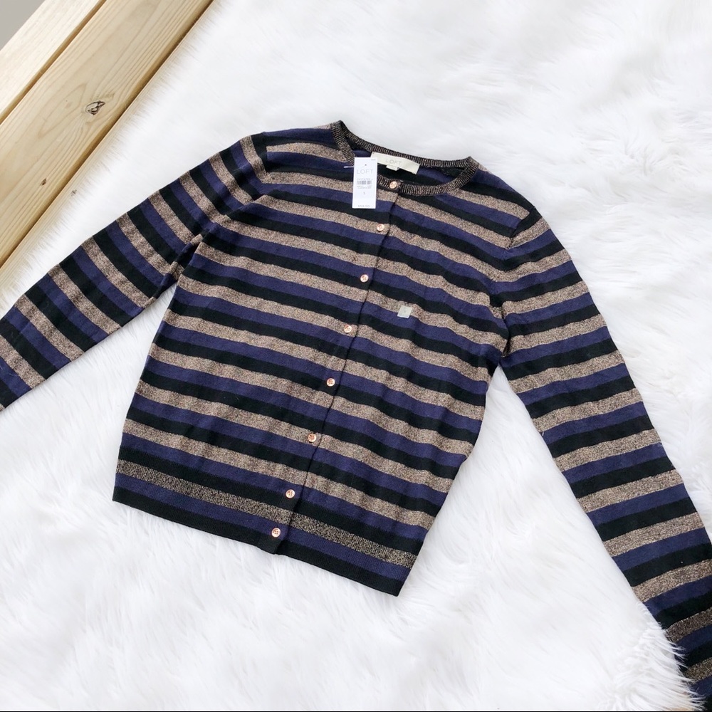 Ann Taylor LOFT New Striped Cardigan Sweater